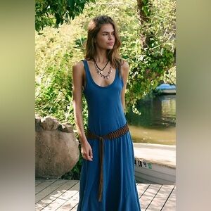 Free People Free-est Sidney Midi Dress siesta seas blue NWOT